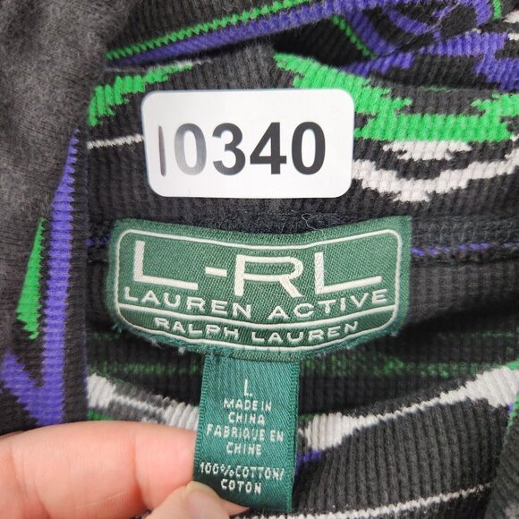 Ralph Lauren Sweater Womens Large Purple Black LRL Active Aztec Funnel Neck - Picture 8 of 11